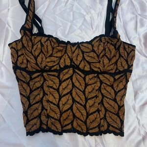 Vintage Cosabella Black and Brown Leaf Top